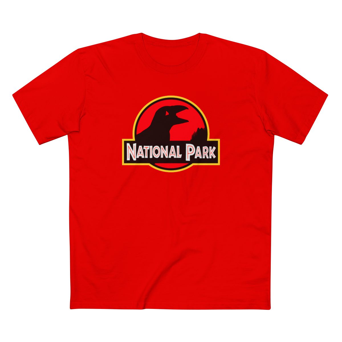 Acadia National Park T-Shirt - Puffin Parody Logo in Red