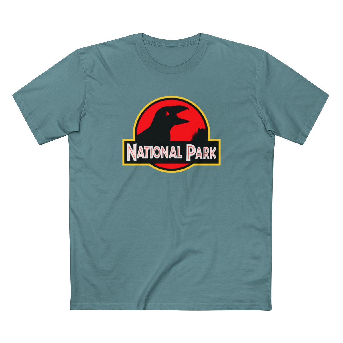Acadia National Park T-Shirt - Puffin Parody Logo in Slate Blue