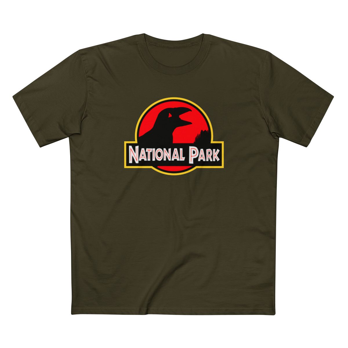 Acadia National Park T-Shirt - Puffin Parody Logo in Army