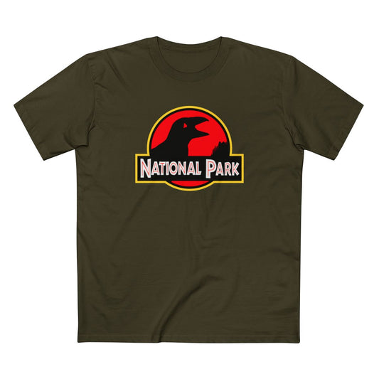 Acadia National Park T-Shirt - Puffin Parody Logo in Army