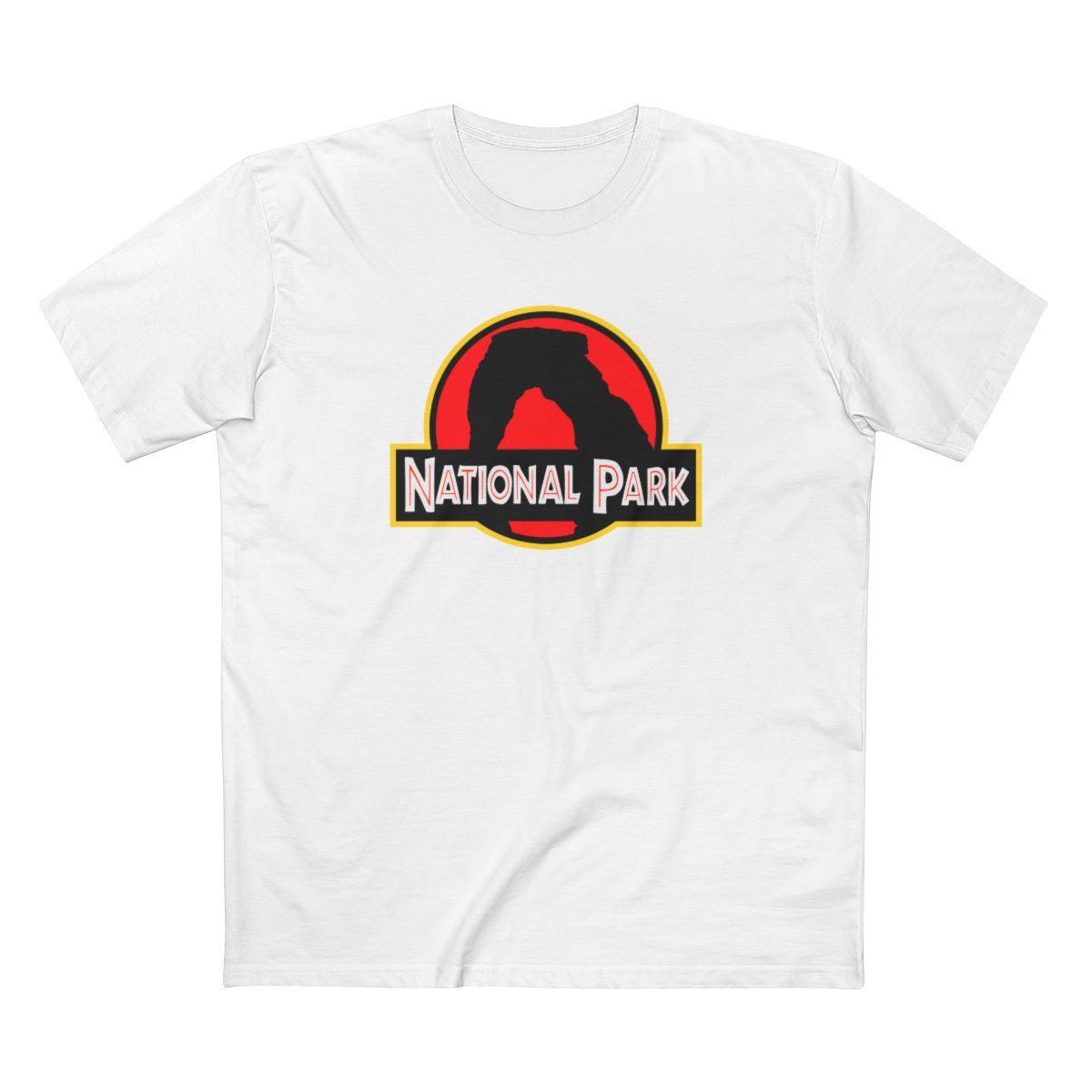 Arches National Park T-Shirt - Delicate Arch Parody Logo in White