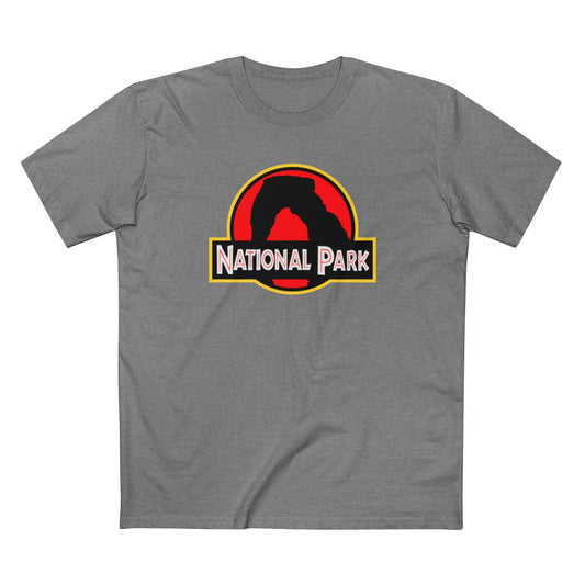 Arches National Park T-Shirt - Delicate Arch Parody Logo in Athletic Heather