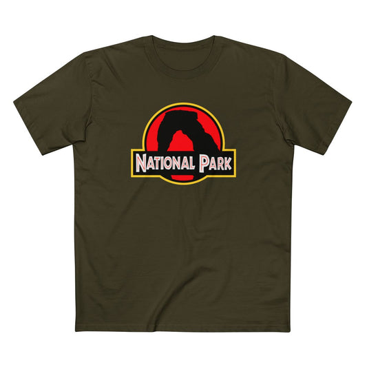 Arches National Park T-Shirt - Delicate Arch Parody Logo in Army