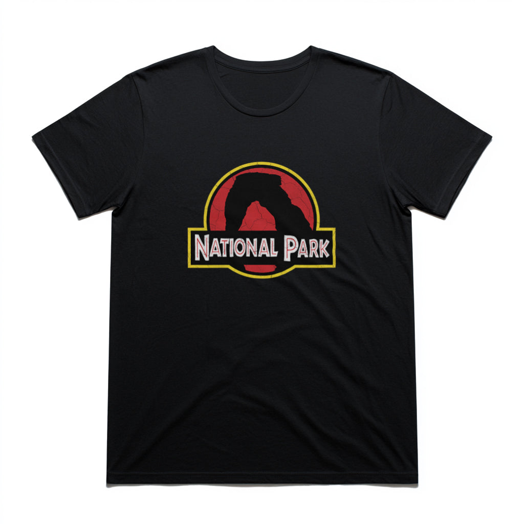 Arches National Park T-Shirt - Delicate Arch Parody Logo in Black