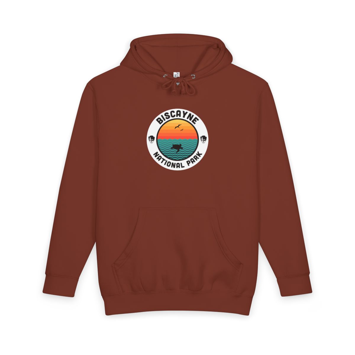Paprika Biscayne National Park hoodie, front view with round emblem design