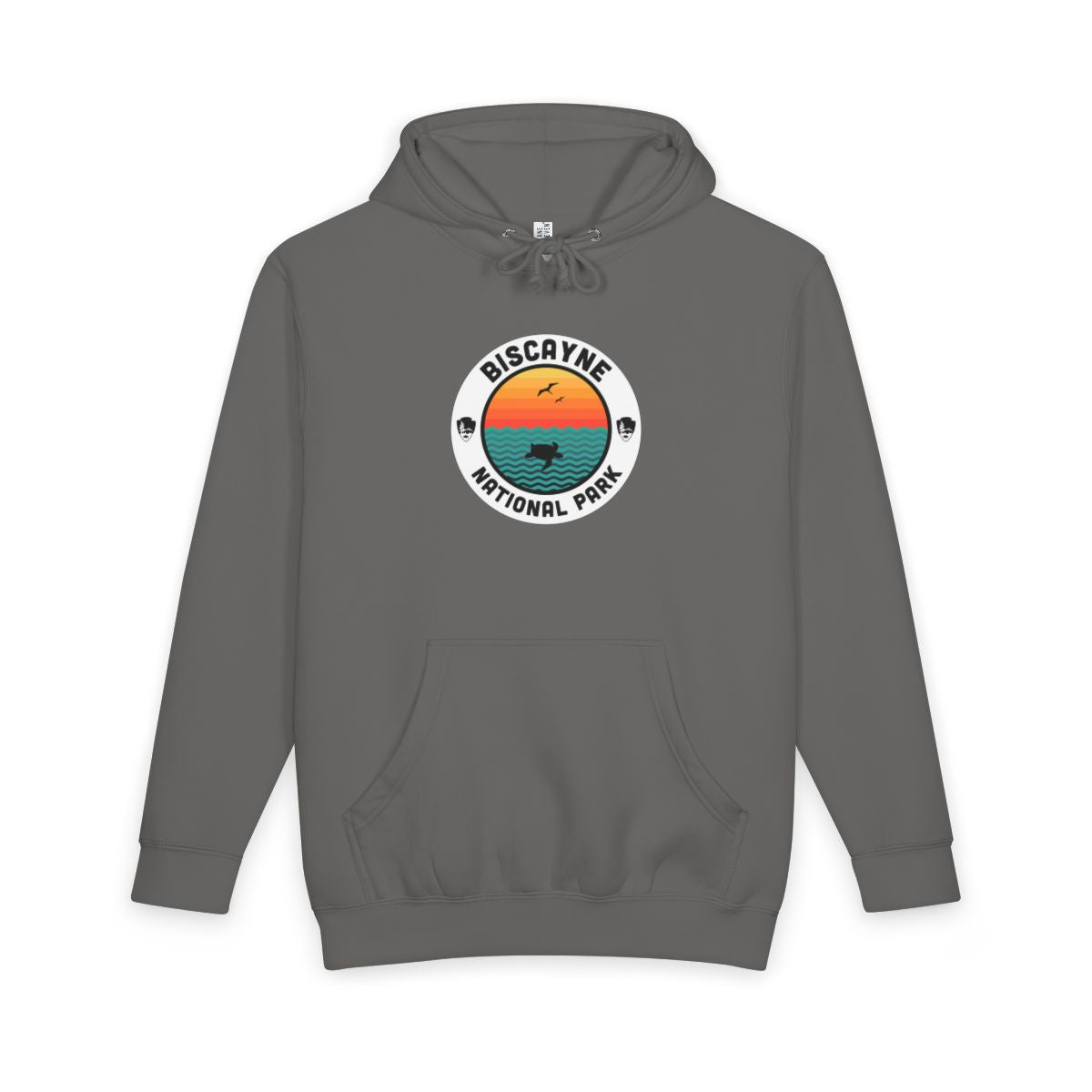 Storm Biscayne National Park hoodie, front view with round emblem design