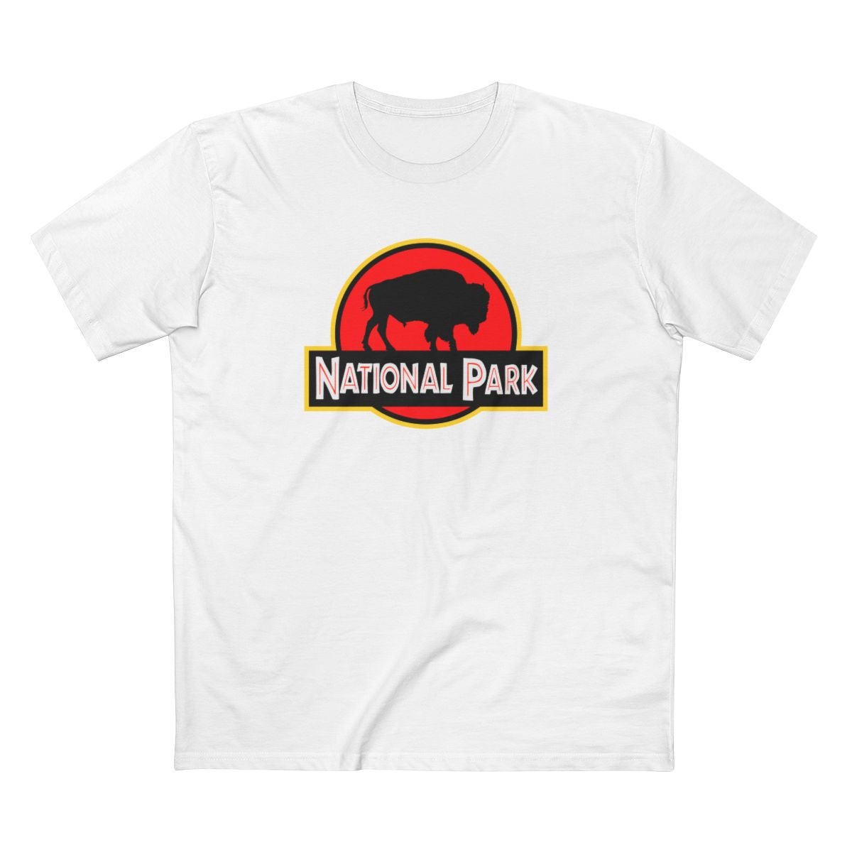 Bison National Park T-Shirt - Parody Logo in White