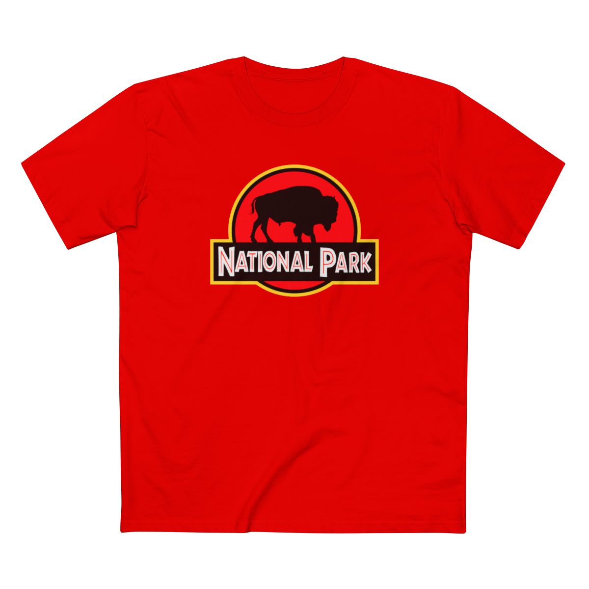 Bison National Park T-Shirt - Parody Logo in Red