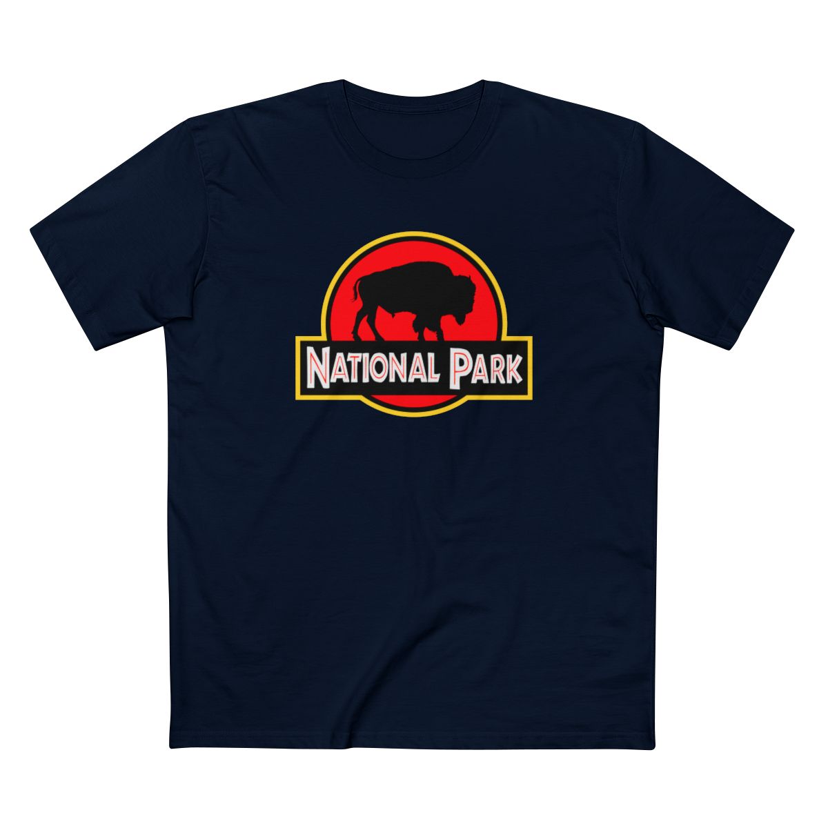 Bison National Park T-Shirt - Parody Logo in Navy