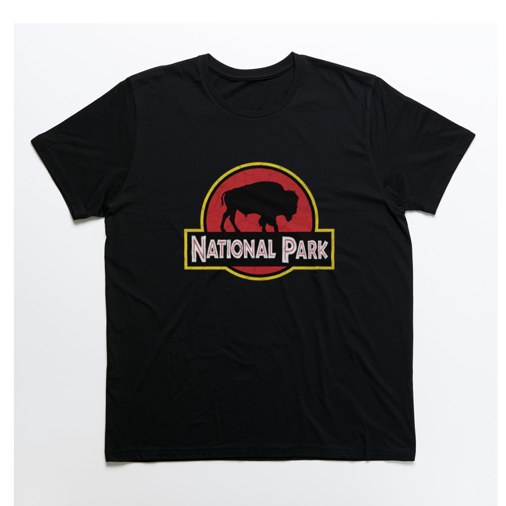 Bison National Park T-Shirt - Parody Logo in Black