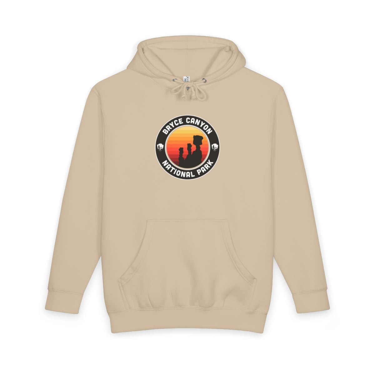 Mushroom Bryce Canyon National Park hoodie, front view with round emblem design