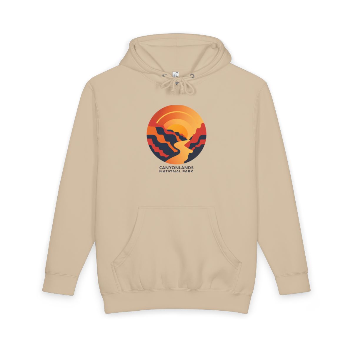 Mushroom Canyonlands National Park hoodie, front view with round emblem design
