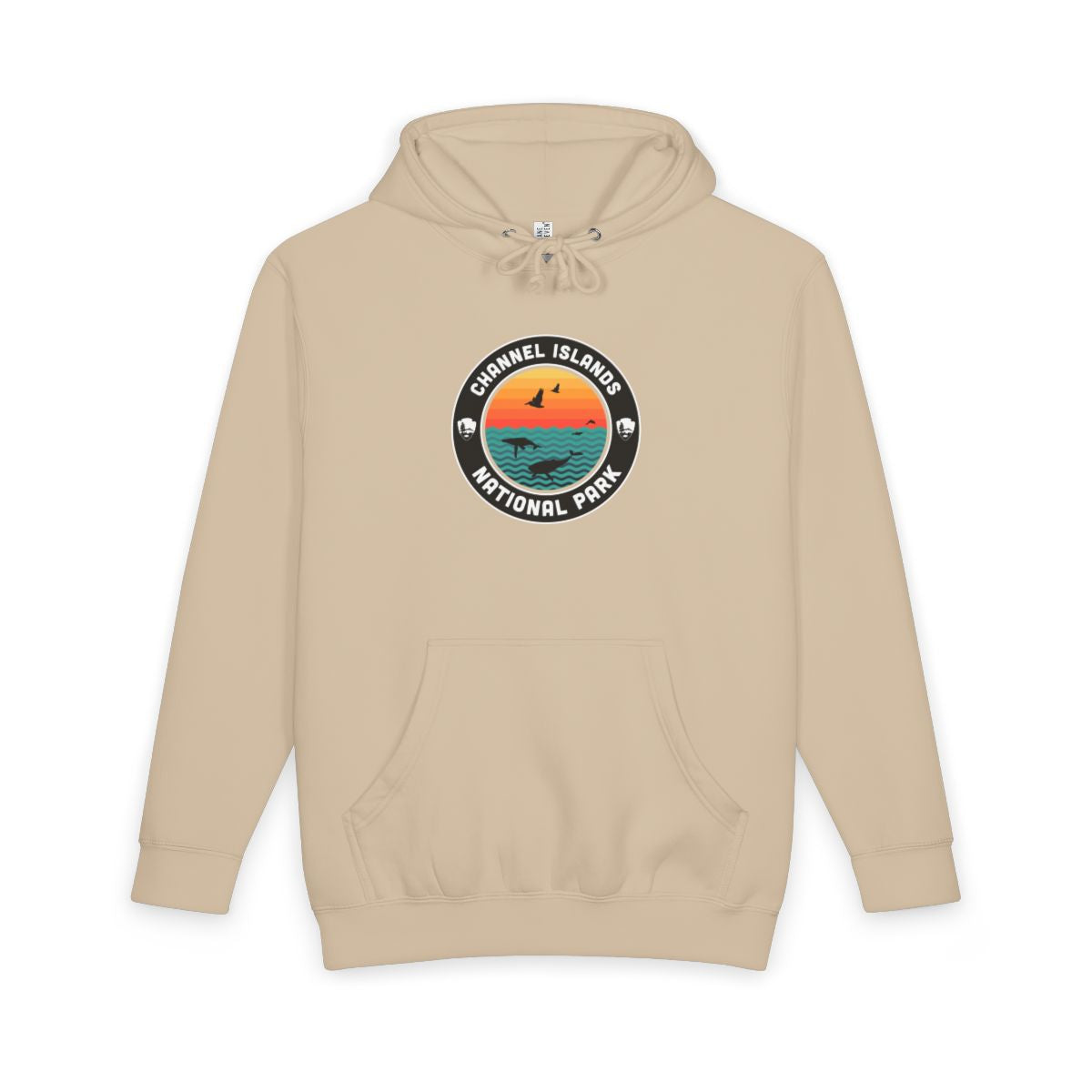 Mushroom Channel Islands National Park hoodie, front view with round emblem design