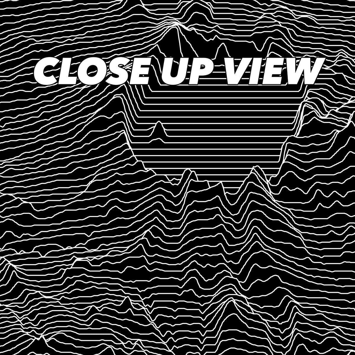Close-up view of the Crater Lake National Park poster artwork, showing white topographic elevation lines on black
