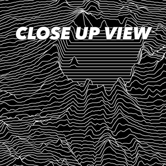Close-up view of the Crater Lake National Park poster artwork, showing white topographic elevation lines on black