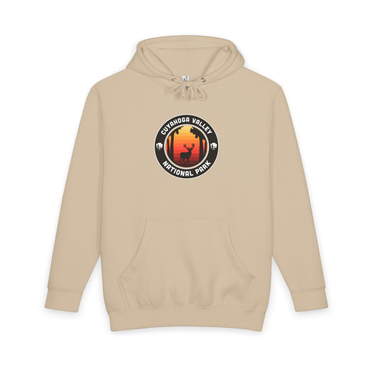 Mushroom Cuyahoga Valley National Park hoodie, front view with round emblem design