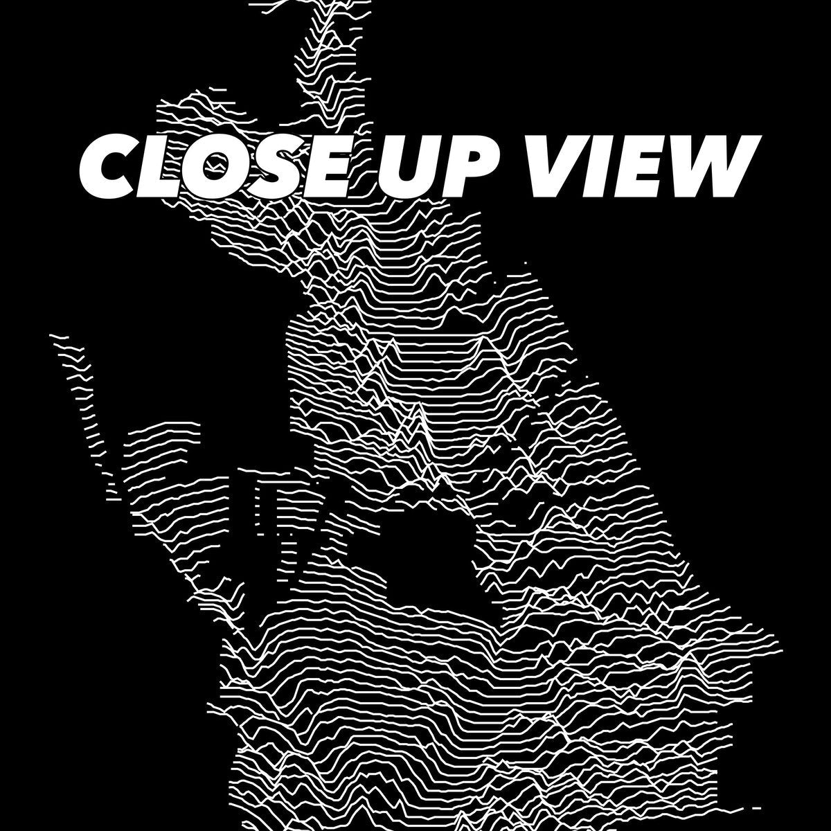 Close-up view of the Cuyahoga Valley National Park poster artwork, showing white topographic elevation lines on black
