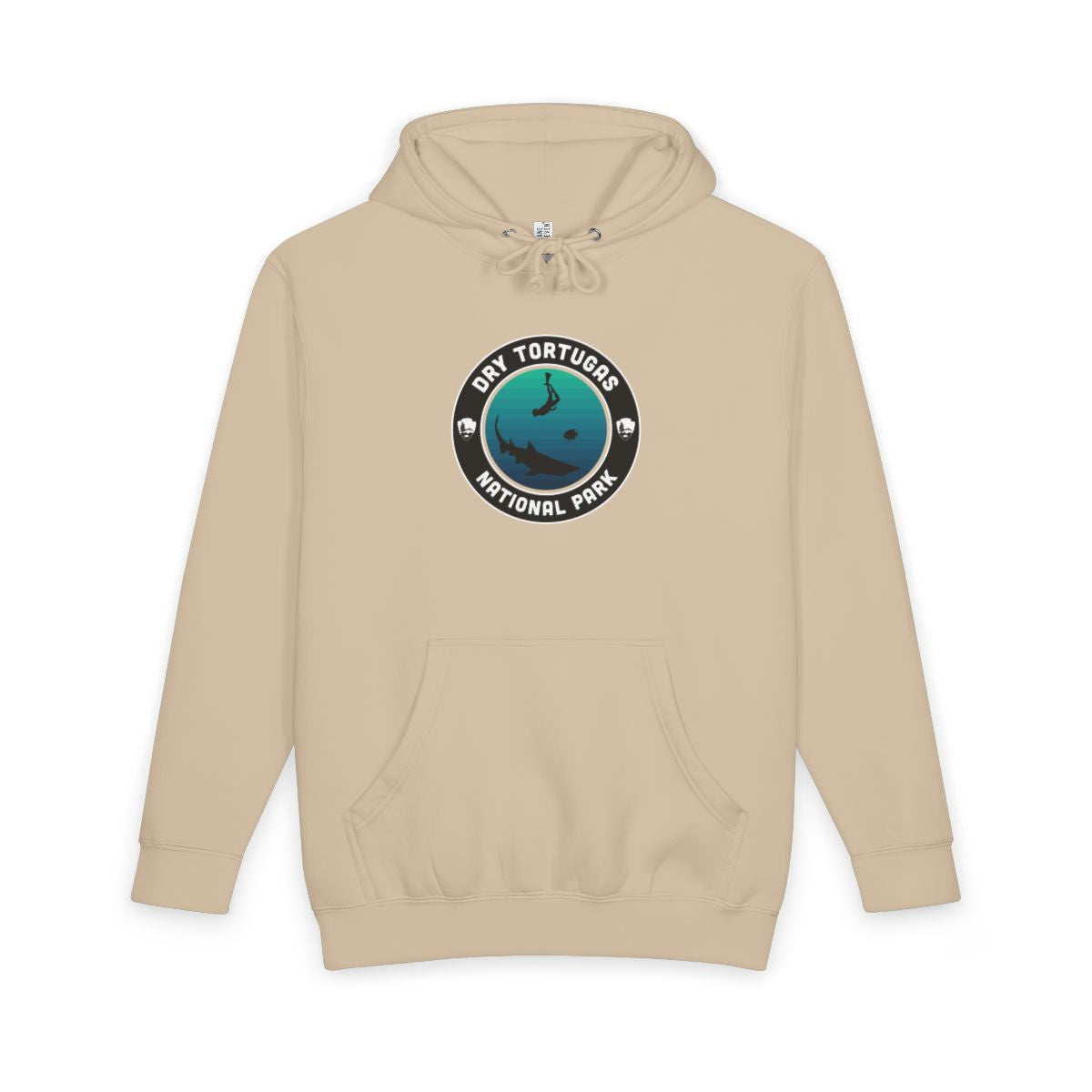 Mushroom Dry Tortugas National Park hoodie, front view with round emblem design