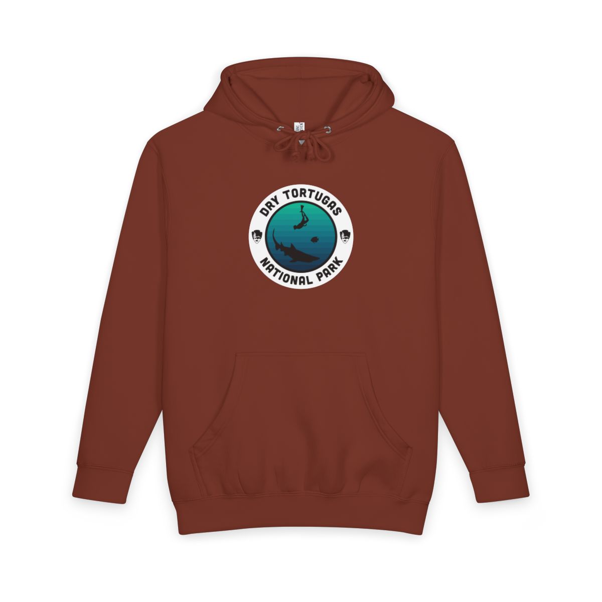 Paprika Dry Tortugas National Park hoodie, front view with round emblem design