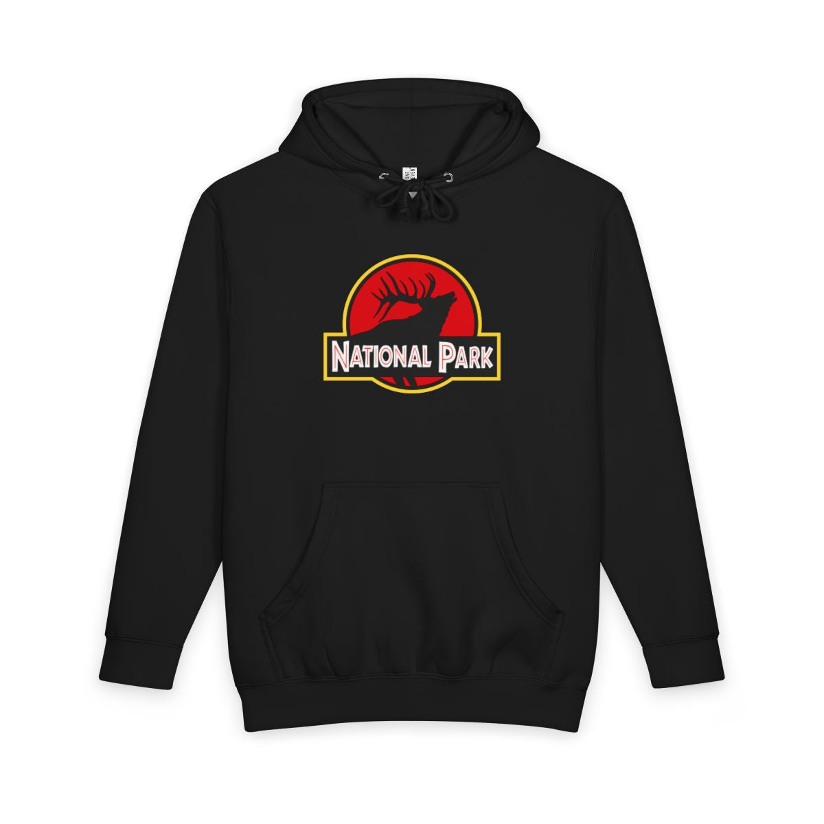 Black Elk National Park hoodie, front view with parody logo