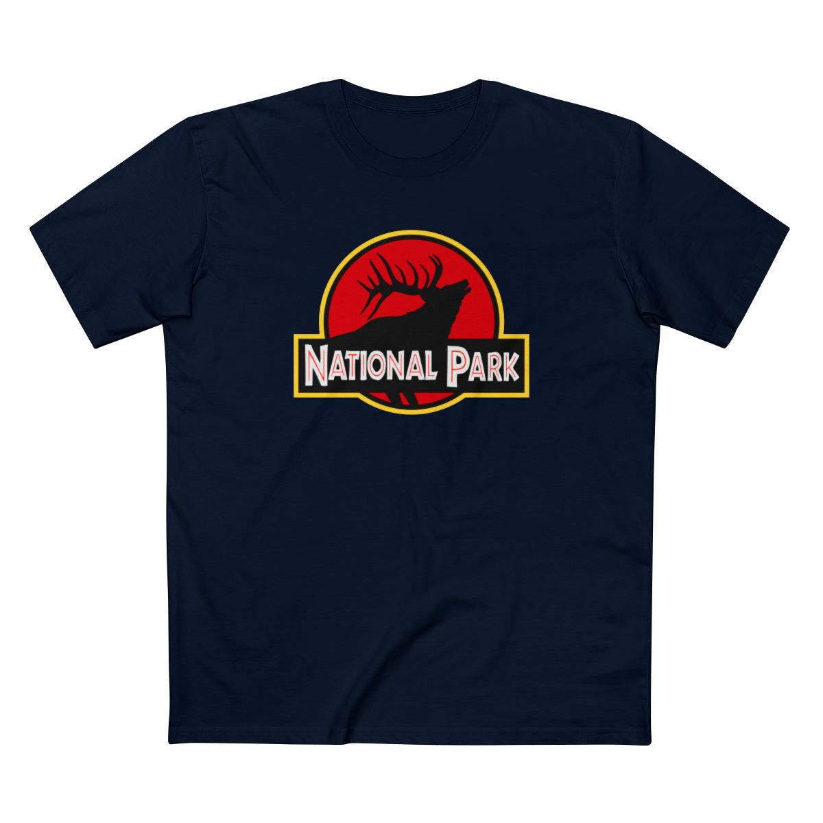 Elk National Park T-Shirt - Parody Logo in Navy