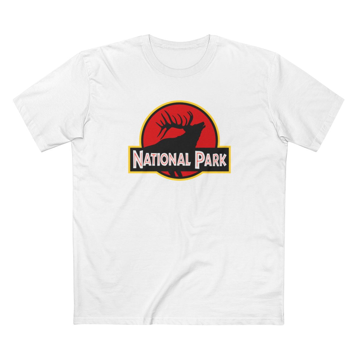 Elk National Park T-Shirt - Parody Logo in White