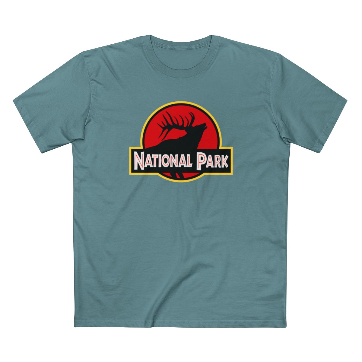 Elk National Park T-Shirt - Parody Logo in Slate Blue