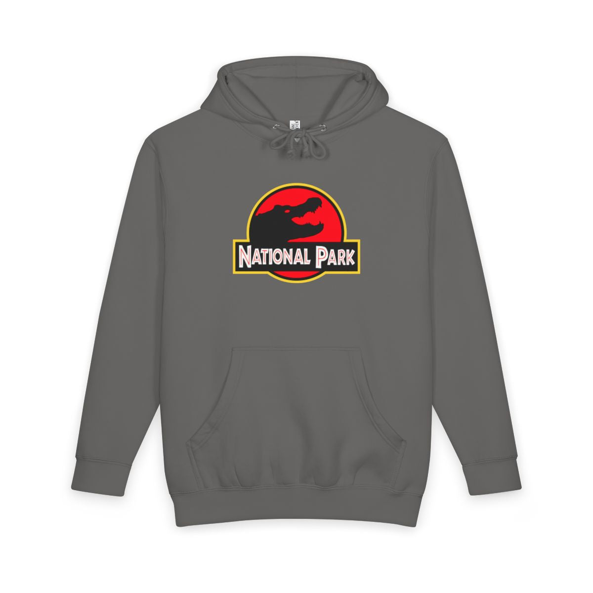 Storm Everglades National Park hoodie, front view with parody logo