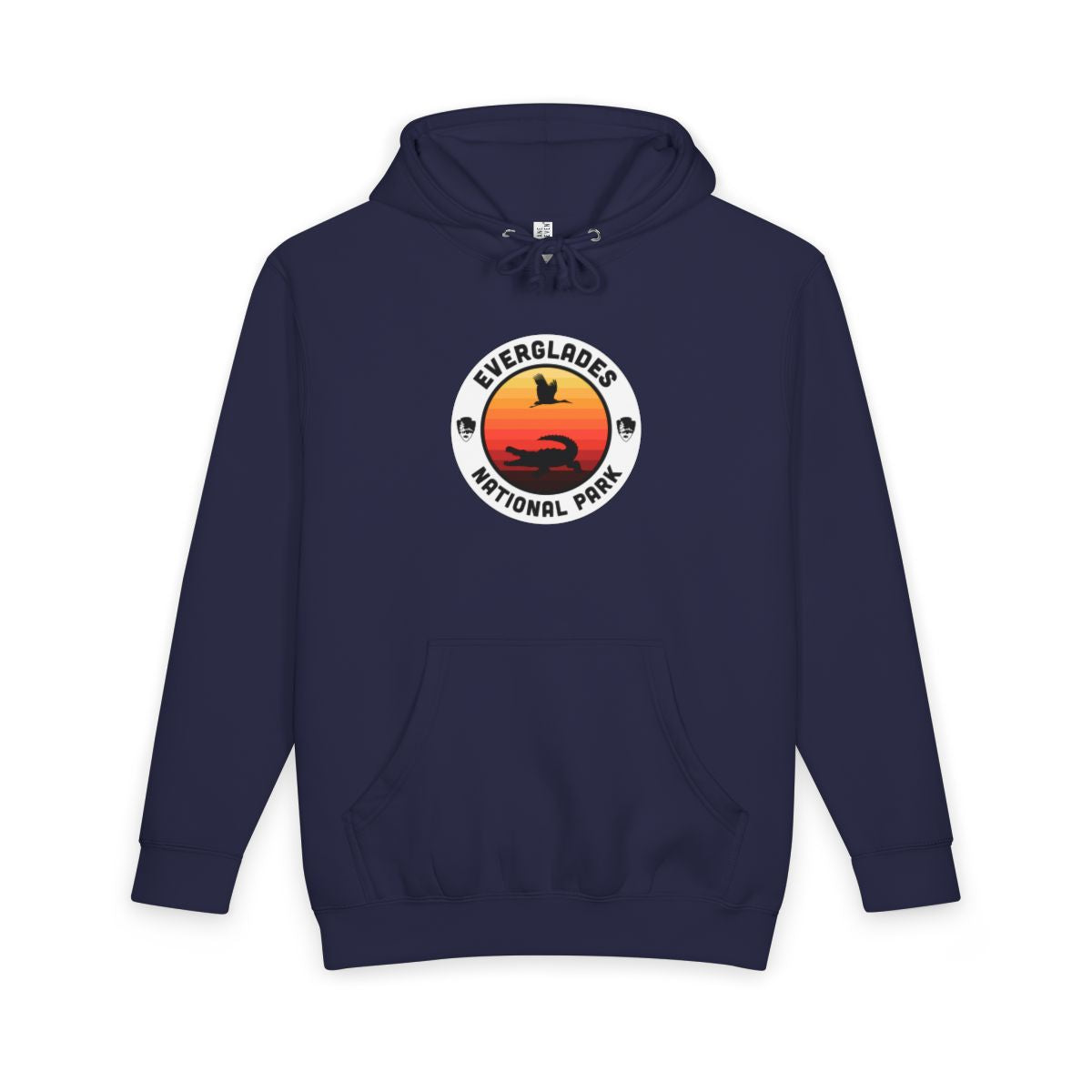 Navy Blue Everglades National Park hoodie, front view with round emblem design