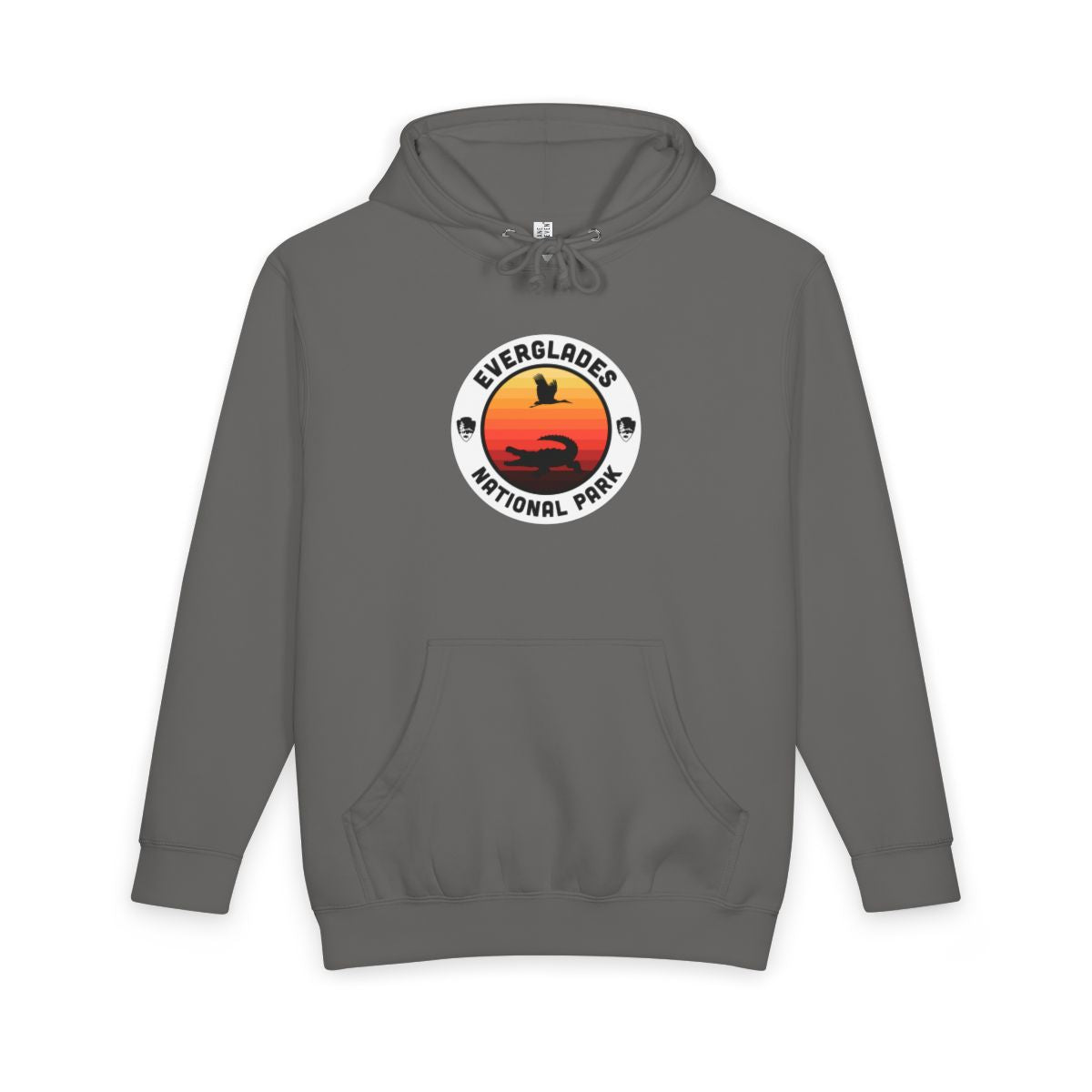 Storm Everglades National Park hoodie, front view with round emblem design