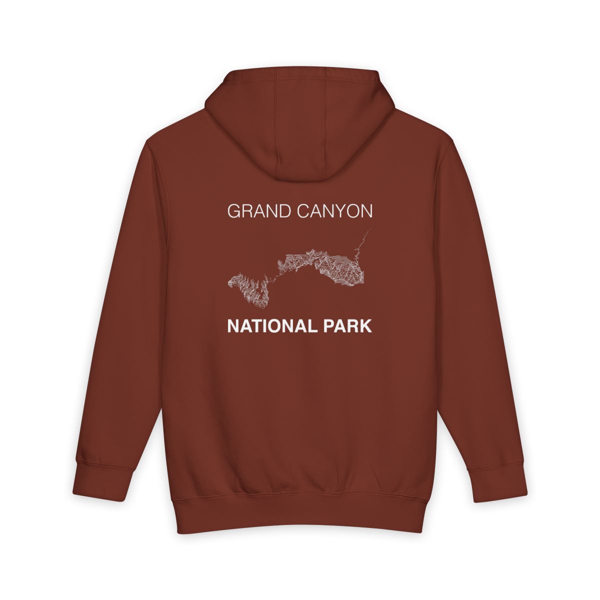 Paprika Grand Canyon National Park hoodie, back view with topographic line design