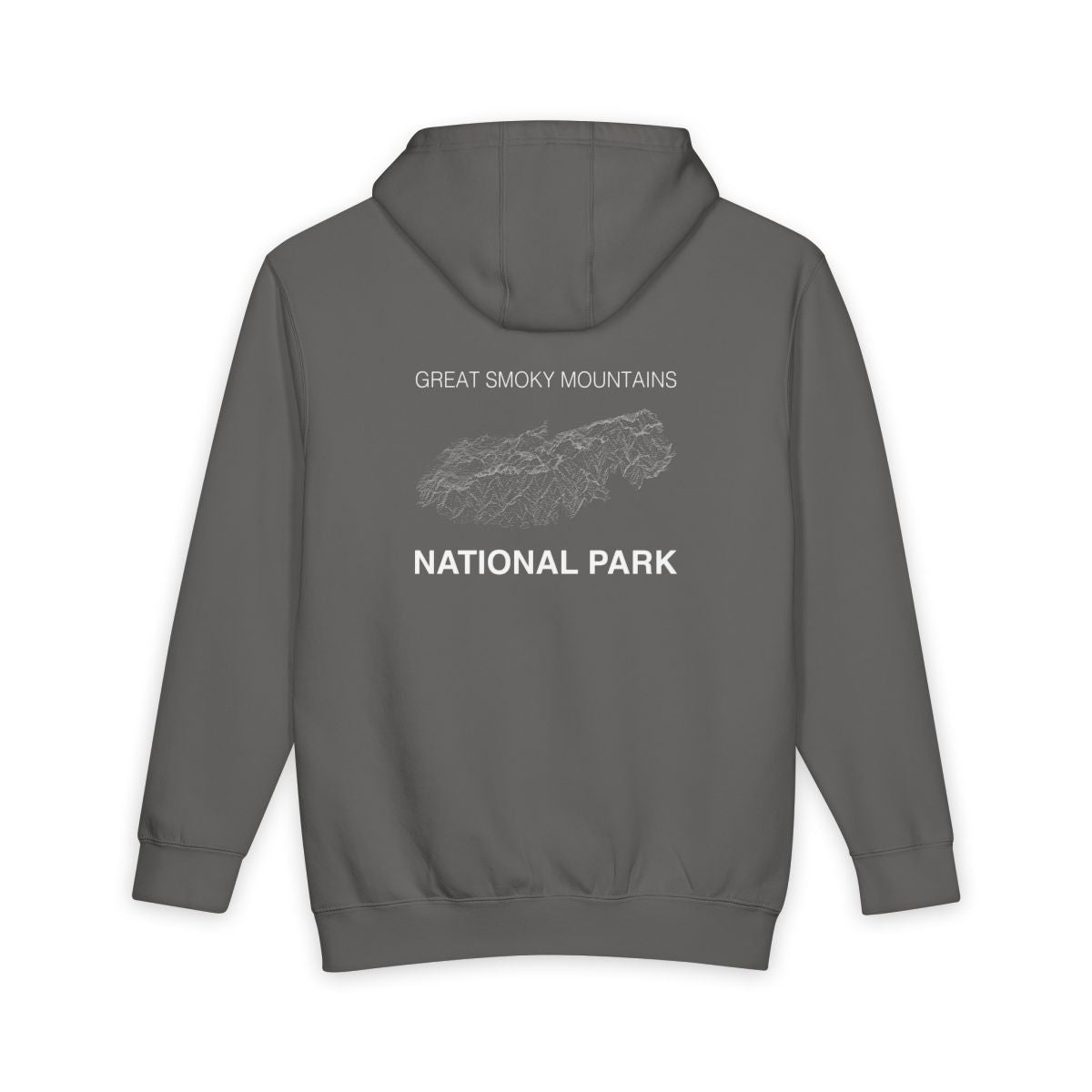 Storm Great Smoky Mountains National Park hoodie, back view with topographic line design
