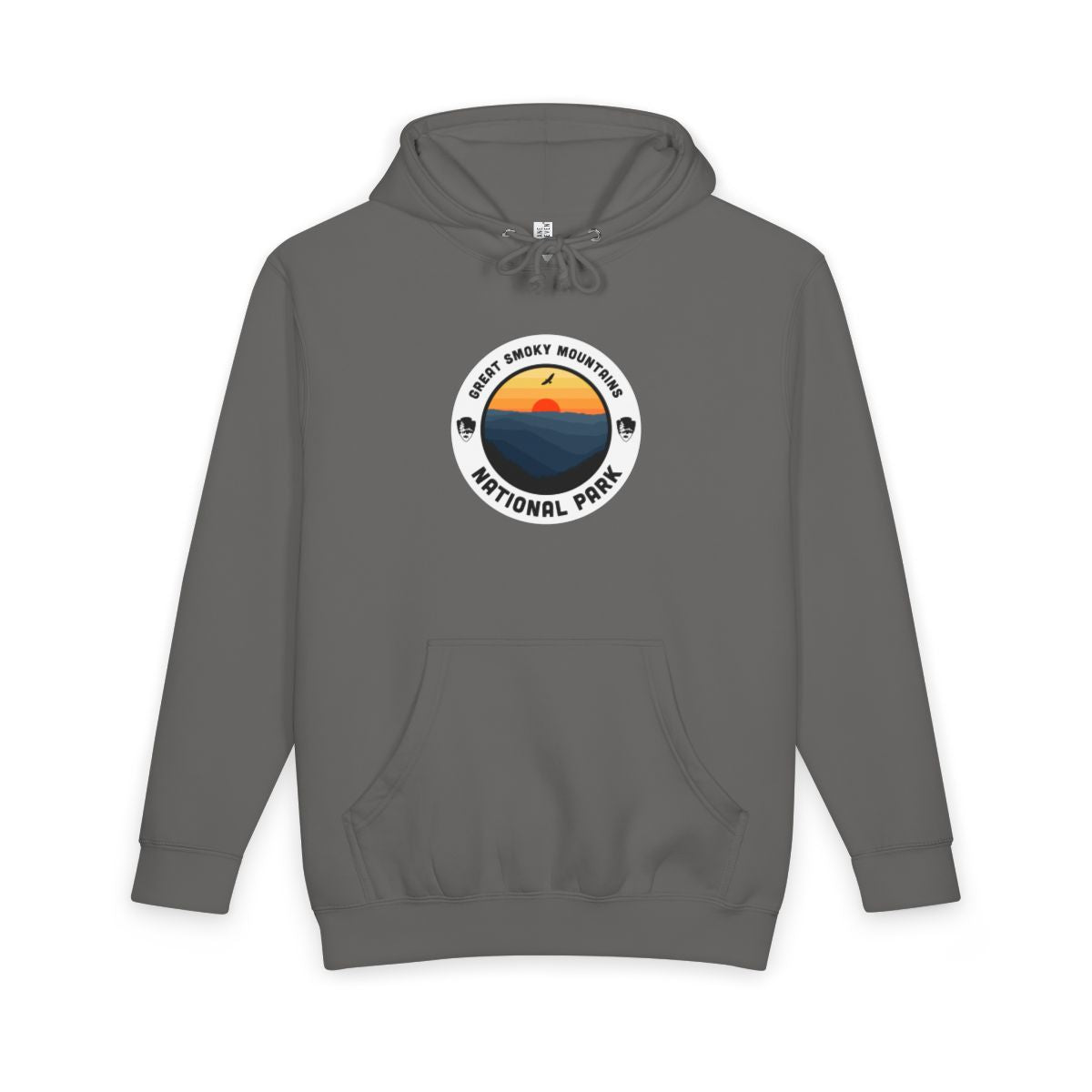 Storm Great Smoky Mountains National Park hoodie, front view with round emblem design