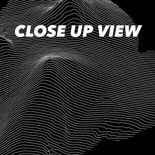 Close-up view of the Hawaii Big Island poster artwork, showing white topographic elevation lines on black