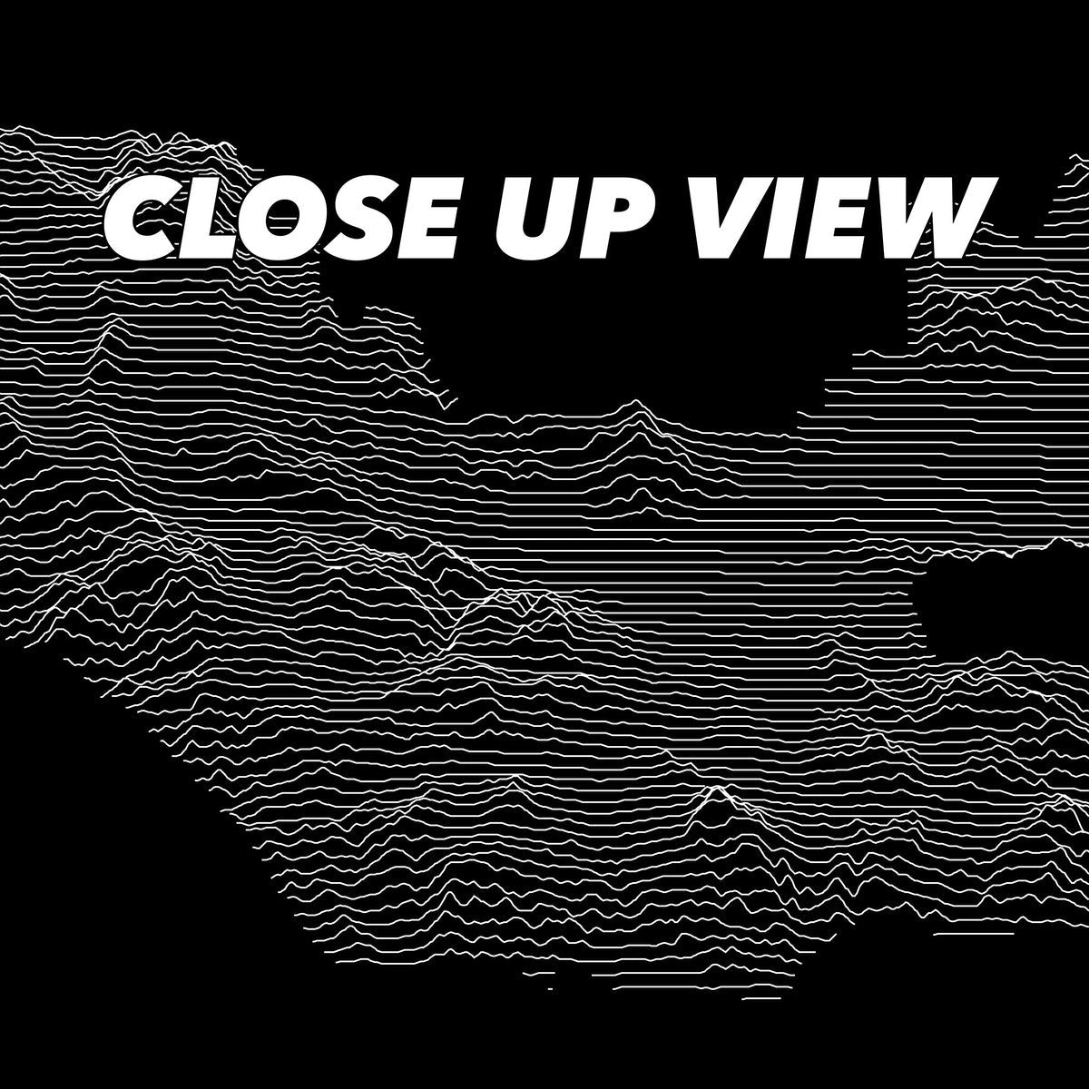 Close-up view of the Joshua Tree National Park poster artwork, showing white topographic elevation lines on black
