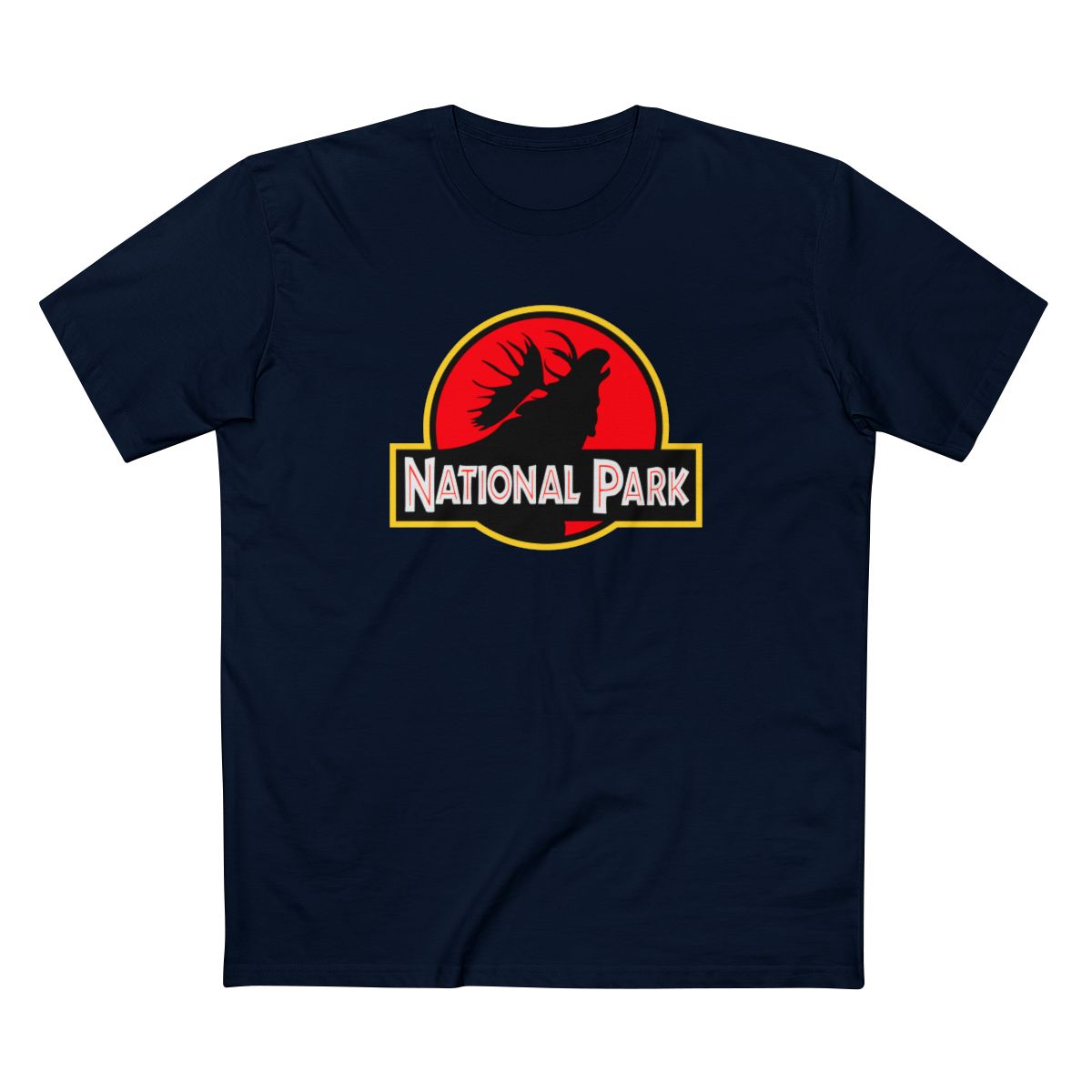 Moose National Park T-Shirt - Parody Logo in Navy
