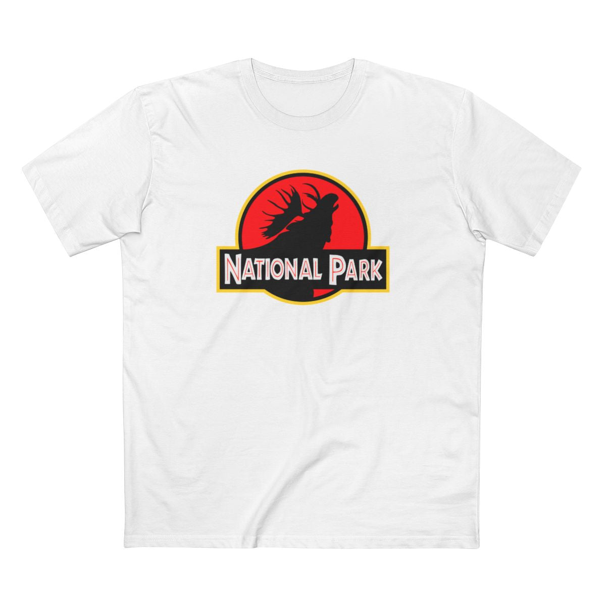 Moose National Park T-Shirt - Parody Logo in White