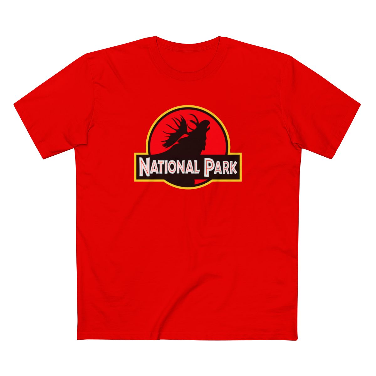 Moose National Park T-Shirt - Parody Logo in Red