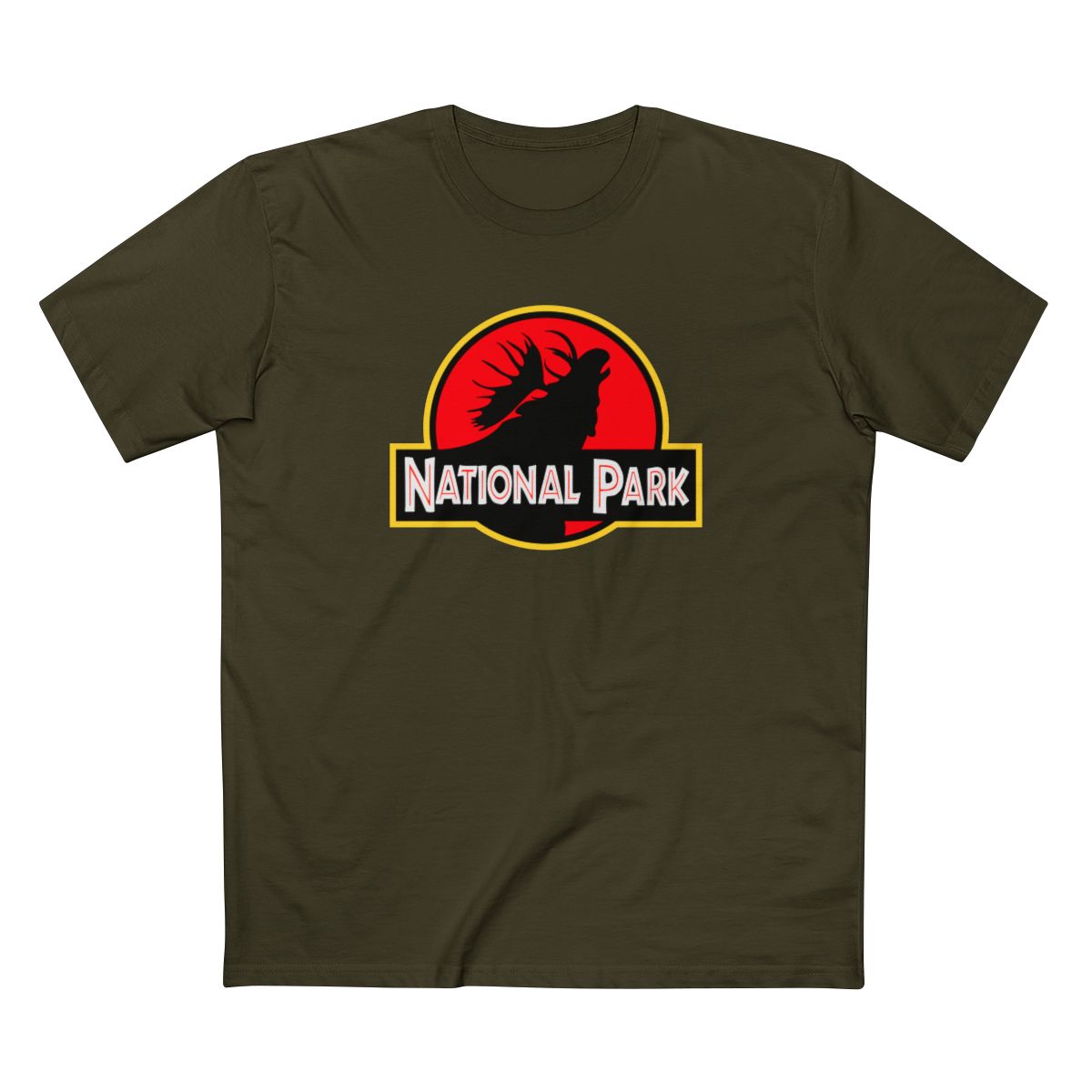 Moose National Park T-Shirt - Parody Logo in Army