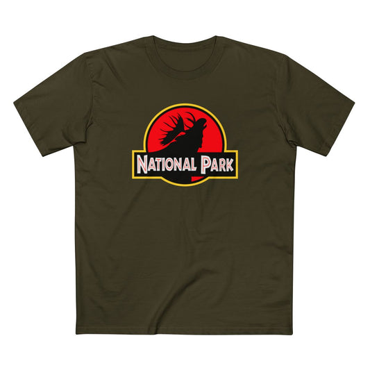 Moose National Park T-Shirt - Parody Logo in Army