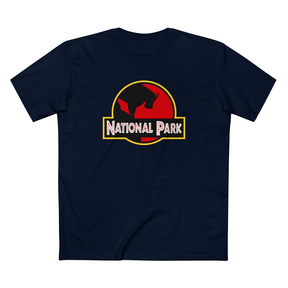 Mountain Goat National Park T-Shirt - Parody Logo in Navy