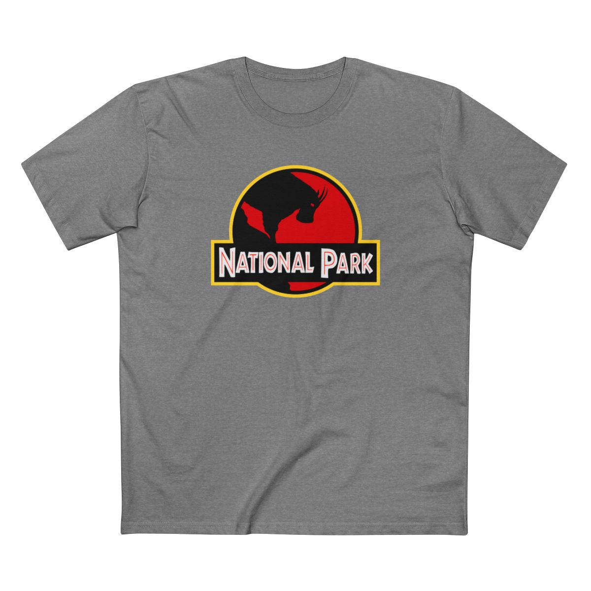 Mountain Goat National Park T-Shirt - Parody Logo in Athletic Heather
