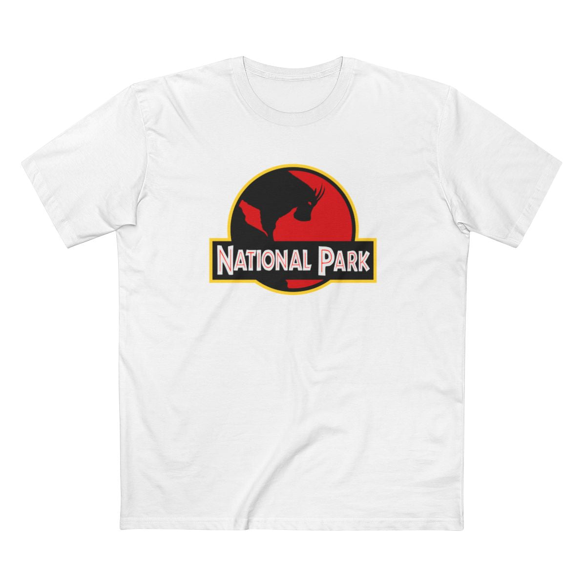 Mountain Goat National Park T-Shirt - Parody Logo in White