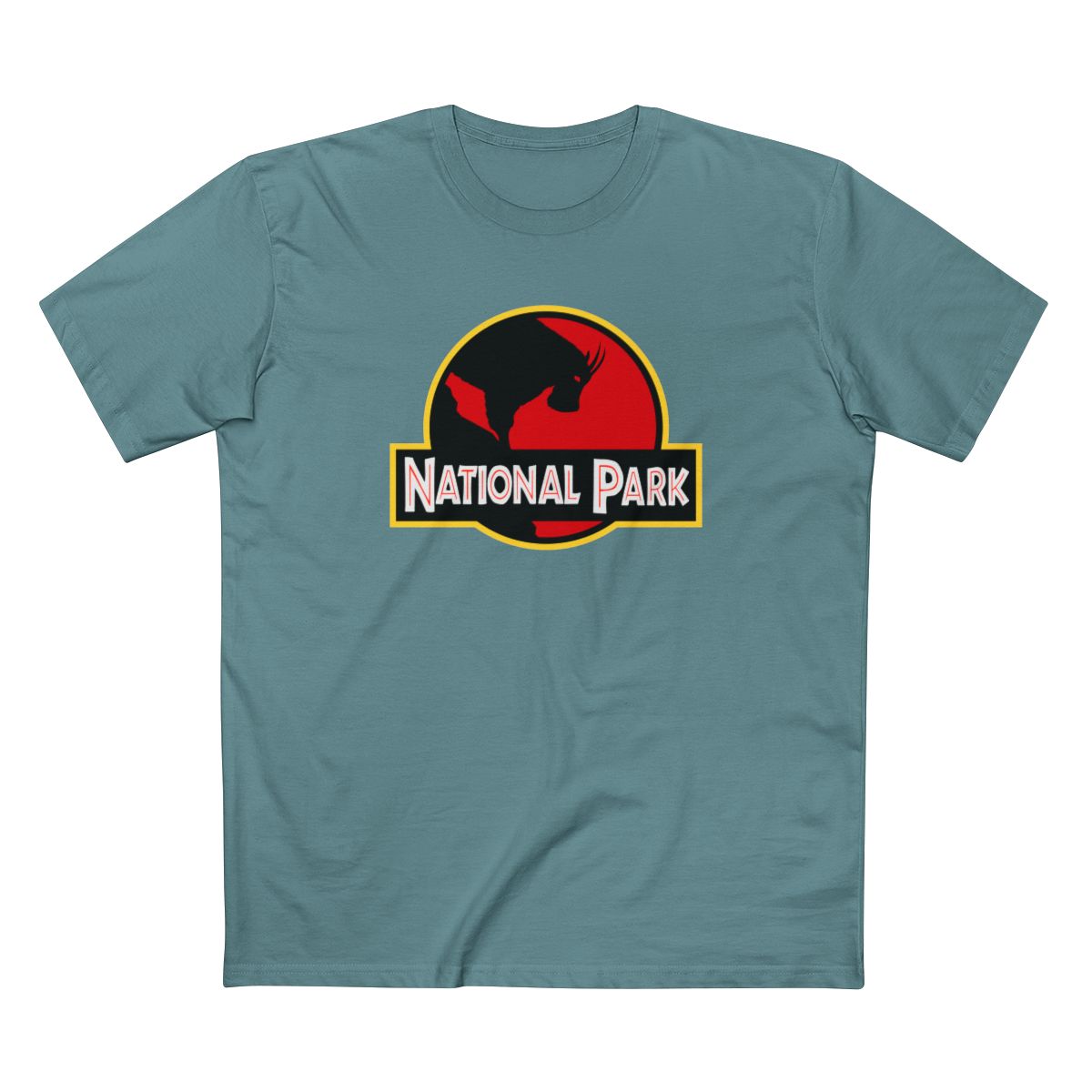Mountain Goat National Park T-Shirt - Parody Logo in Slate Blue