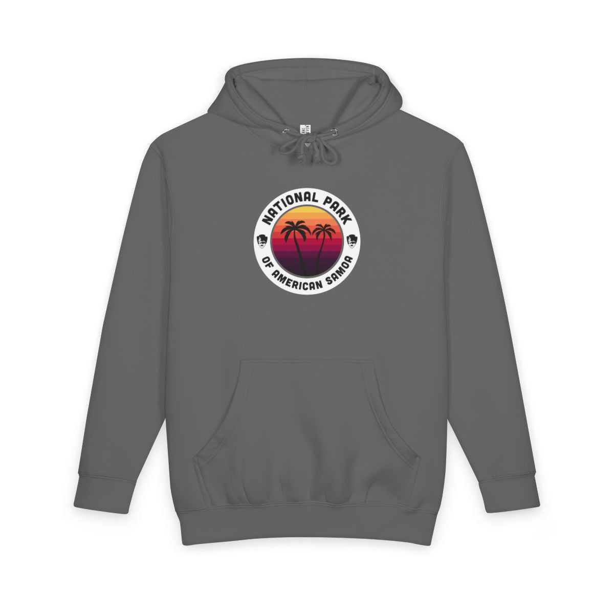 Storm National Park of American Samoa hoodie, front view with round emblem design