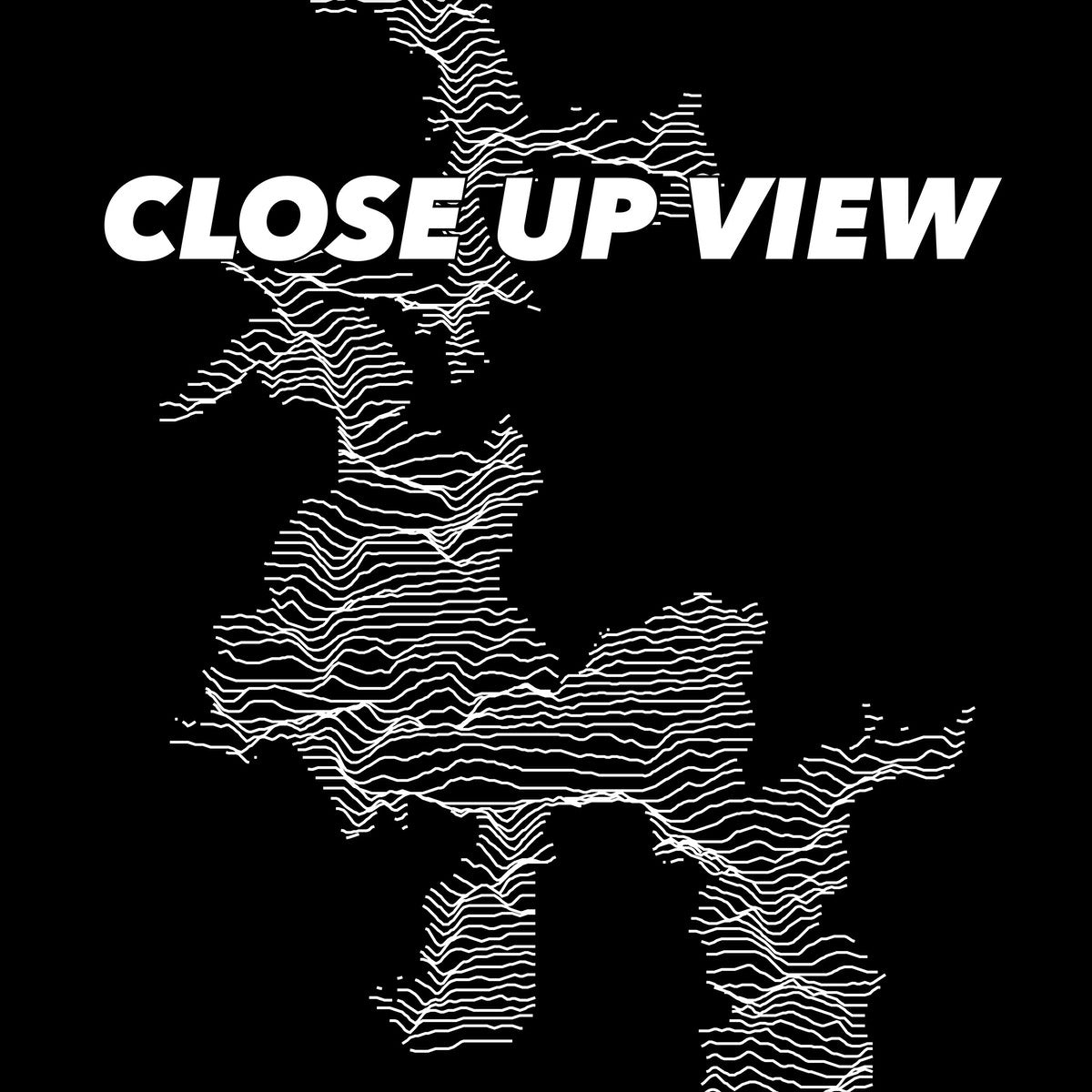 Close-up view of the New River Gorge National Park poster artwork, showing white topographic elevation lines on black