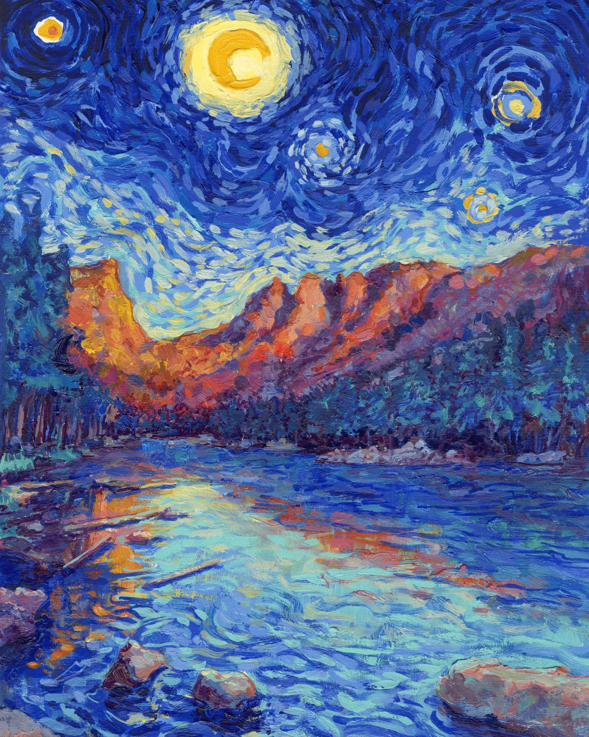 Full artwork for the Rocky Mountain National Park 1000-piece Starry Night jigsaw puzzle