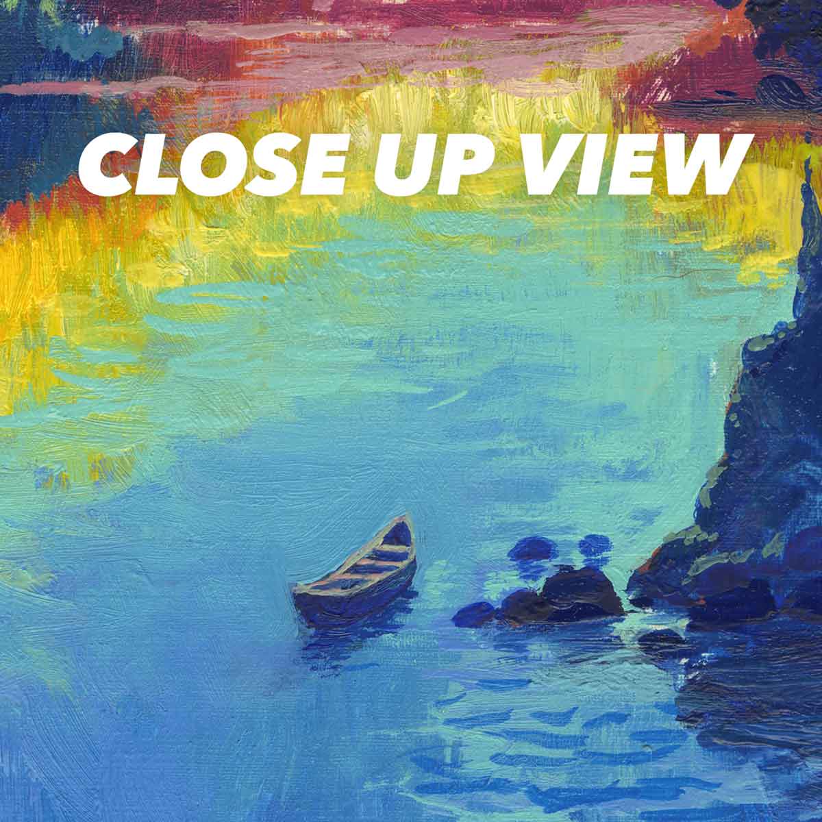 Close-up view of the Voyageurs National Park Starry Night poster artwork, showing colorful Van Gogh-inspired brushwork