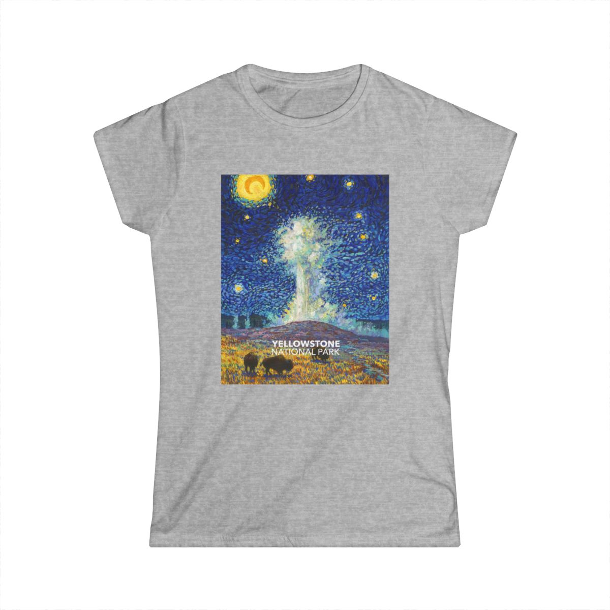 Yellowstone National Park T-Shirt - Women's Starry Night — Van Gogh ‘Starry Night’-style design — gallery image 3