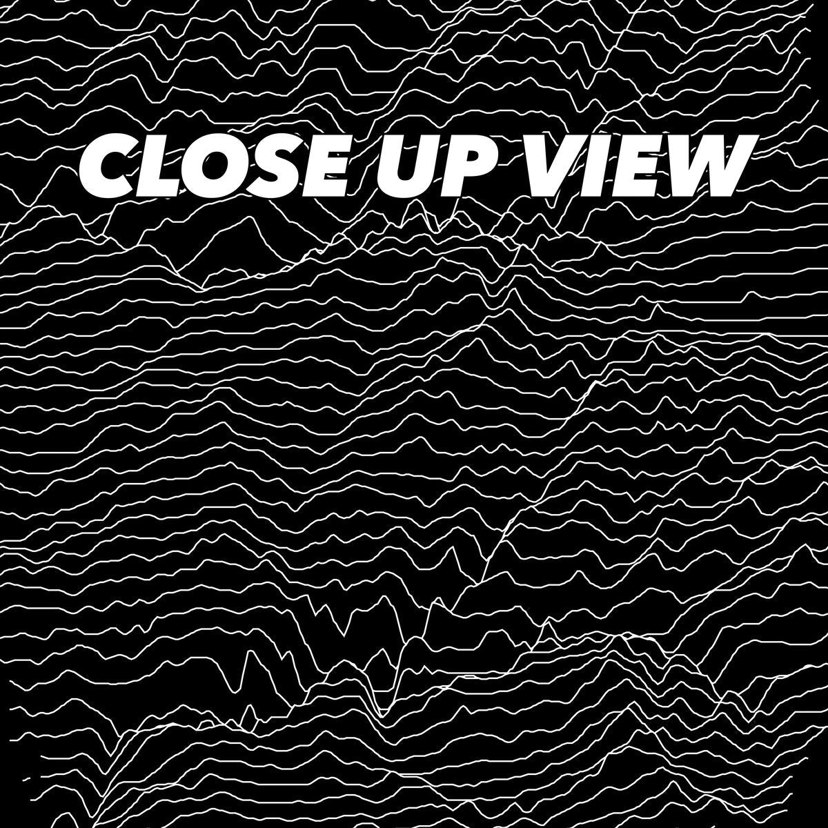 Close-up view of the Yosemite National Park poster artwork, showing white topographic elevation lines on black